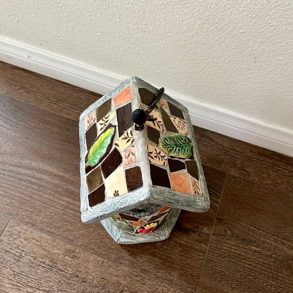 Mosaic Birdhouse with Floral Design - Picture 10 of 11